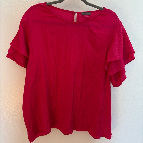 Vince Camuto Tops - NWOT Vince Camuto Hot Pink Ruffle Sleeve Blouse XL